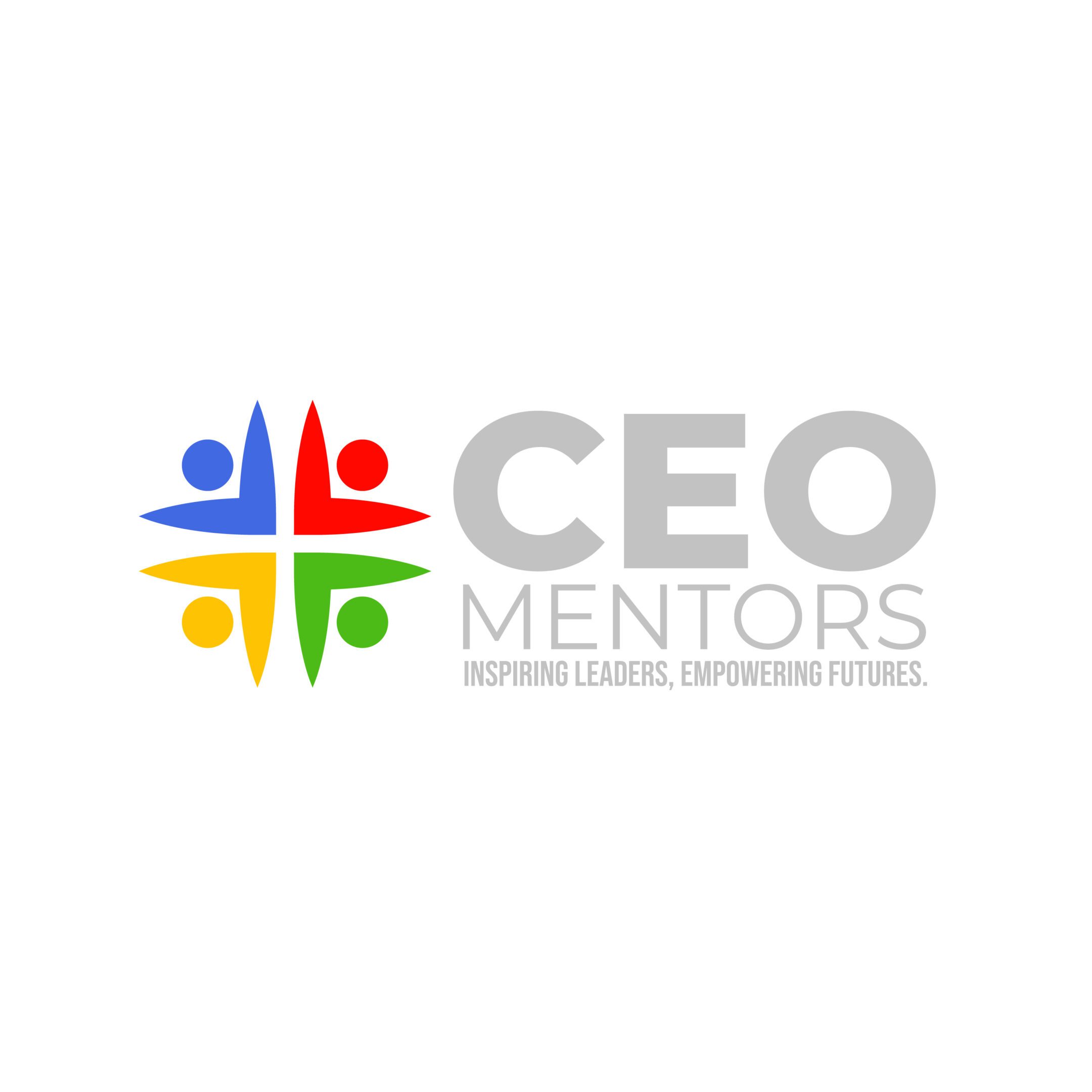 Colorful CEO Mentors logo with abstract people icons.